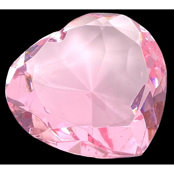 Crystal Glass Heart Shaped Clear Pink Paperweight Wedding Gift Home Office Decor - Picture 2 of 8